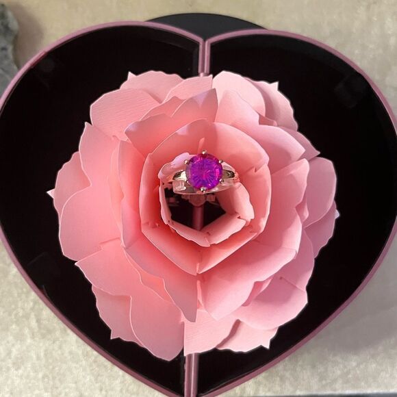 Stunning Volcanic Quartz Solitaire Engagement Ring Vermeil Rose Gold/ Sterling. - Picture 4 of 15